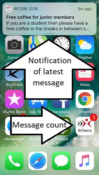 New messages arrive as notifications, with a count on some devices
